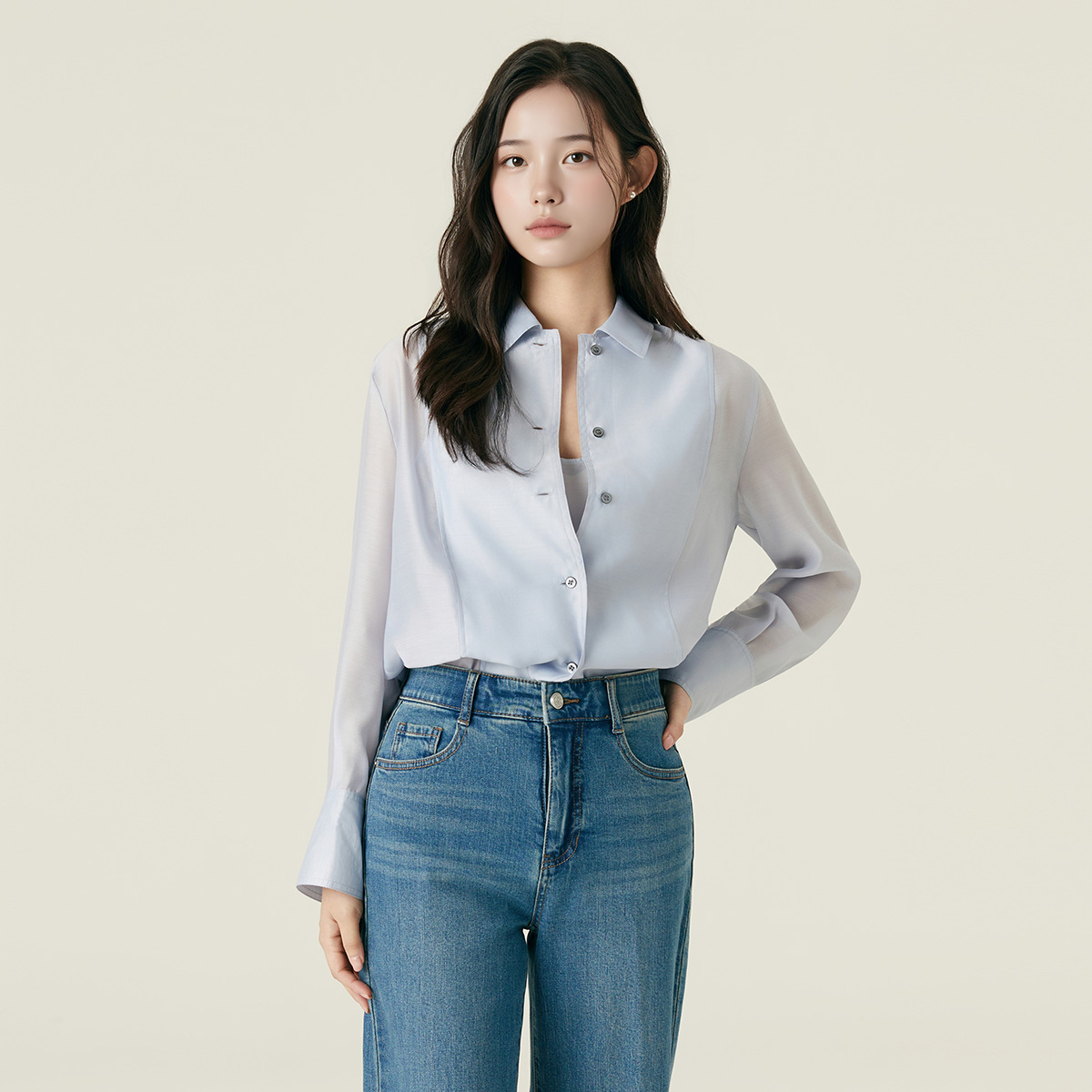 시스루 뷔스티에 세트 블라우스 RMBLF49R14 - 상세 이미지 2
