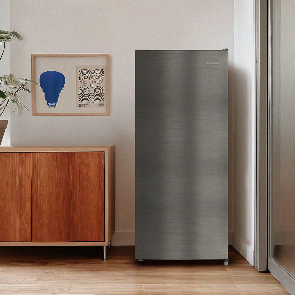 창홍 소형 미니 냉동고 스탠드형 가정용 주방용 메탈실버 146L