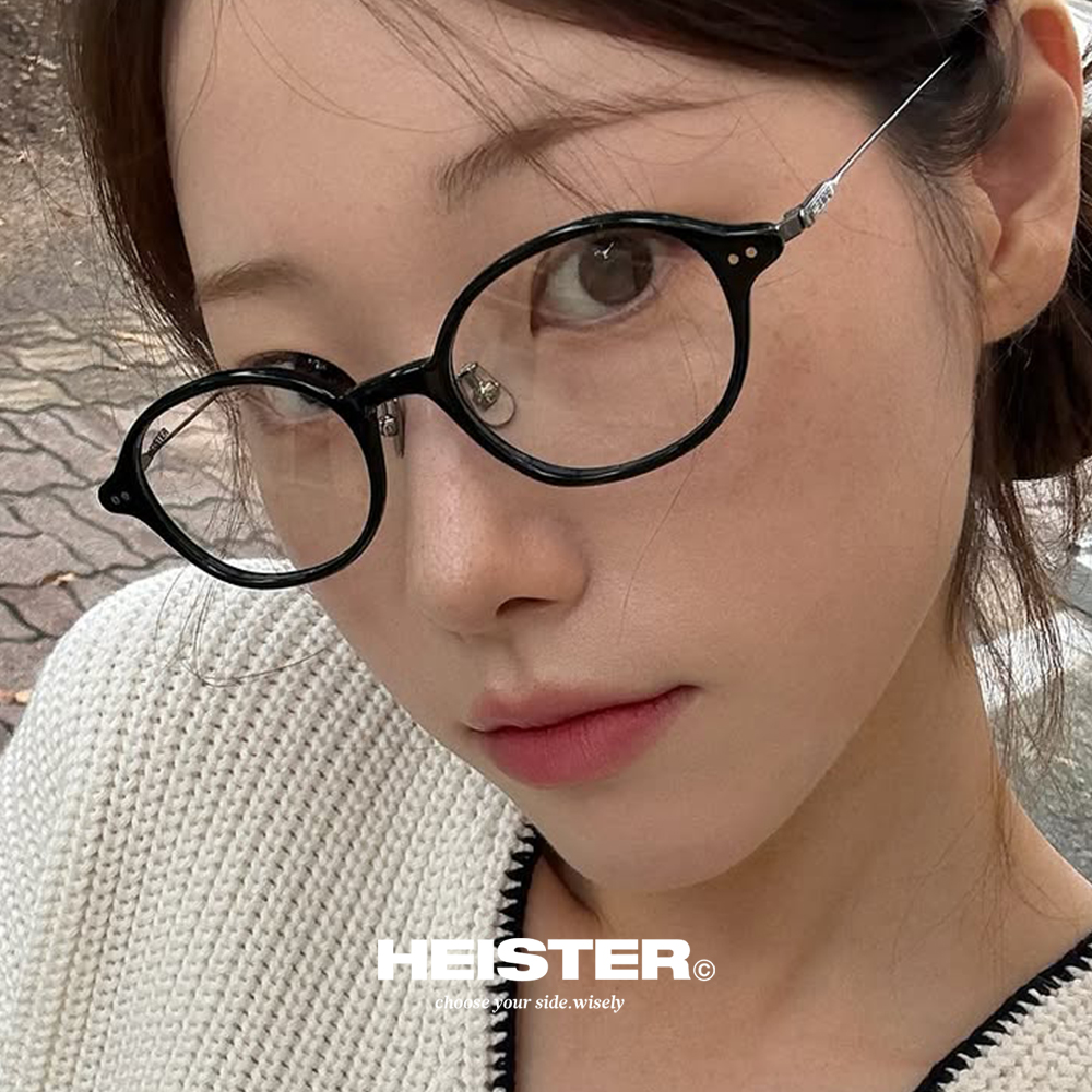 하이스터 델비 Delvey BSV 블랙 뿔테 티타늄 콤비 가벼운 코받침 오벌 안경테 - 상세 이미지 4