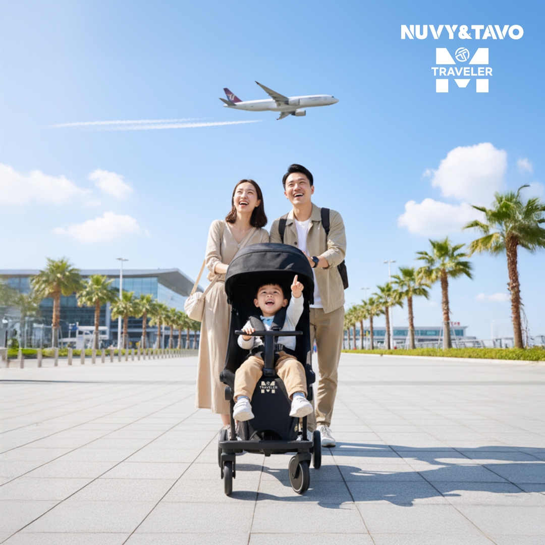 [누비앤타보] NUVY 트래블러M 여행용 트라이크 초경량 기내반입형 폴딩 블랙