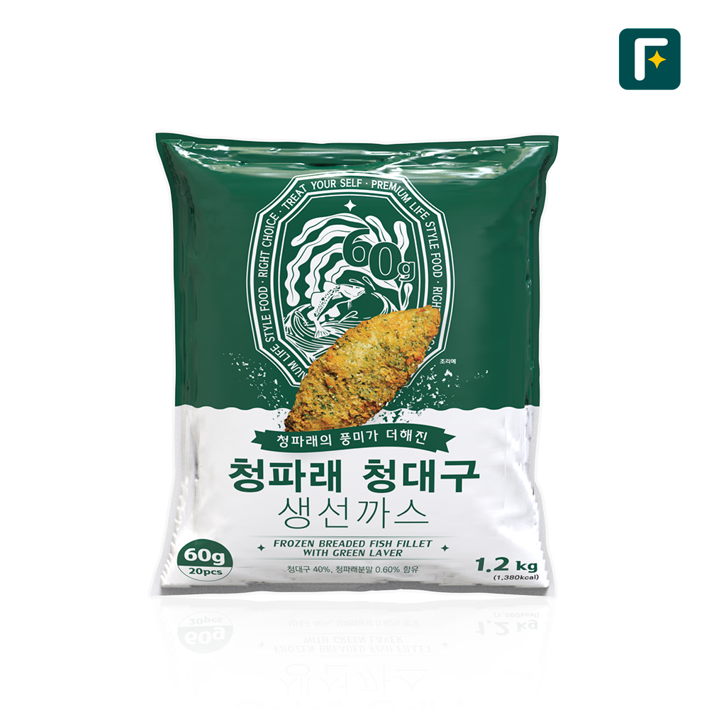 펀쿡 청파래 청대구 순살 생선까스 1.2kg (60g X 20미) 생선튀김 업소용 벌크 - 메인 이미지