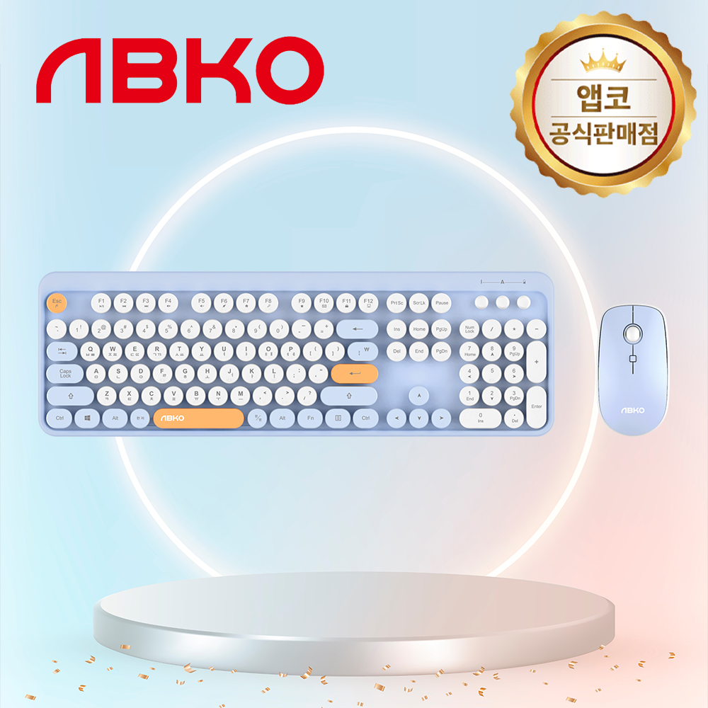 앱코 WKM01 무선 키보드 마우스 세트 블루, 멤브레인 - 상품 이미지