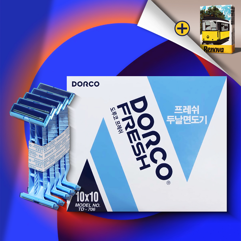 도루코 일회용 면도기 프레쉬 2중날 TD706 100개 1박스 - 메인 이미지