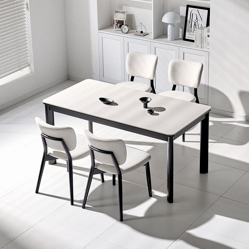 쏠앤까사 블랙 어반 고무나무 원목 포세린 세라믹 식탁세트 4인용 6인용 1400 1600 1800