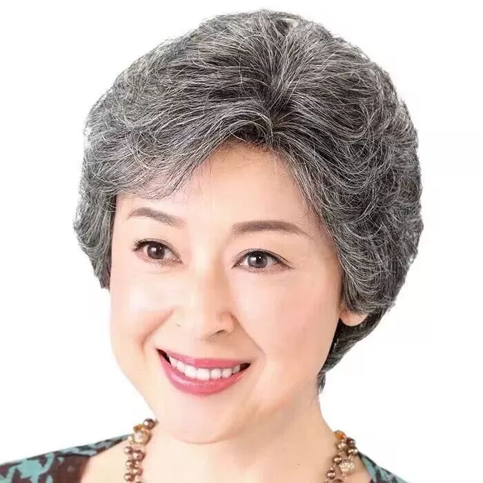 백발가발 벌칙 헤어 코스프레 아줌마가발 연극 행사용 수입 실크 내추럴 블랙 헤어네트+스틸빗 - 상세 이미지 3