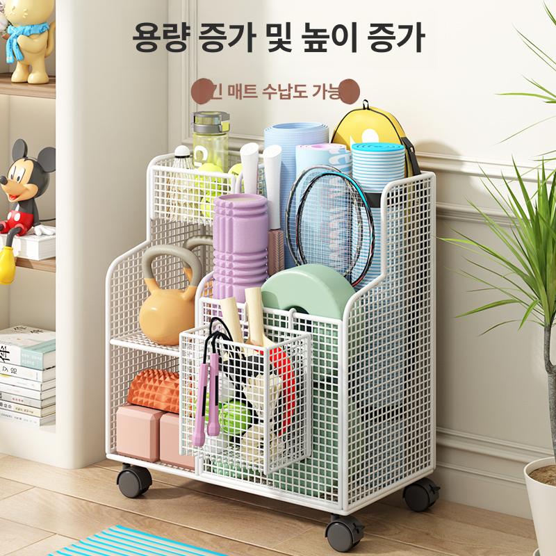 요가매트 트롤리 보관 선반 운동기구 폼롤러 이동식 새겨진 금 - 상세 이미지 2