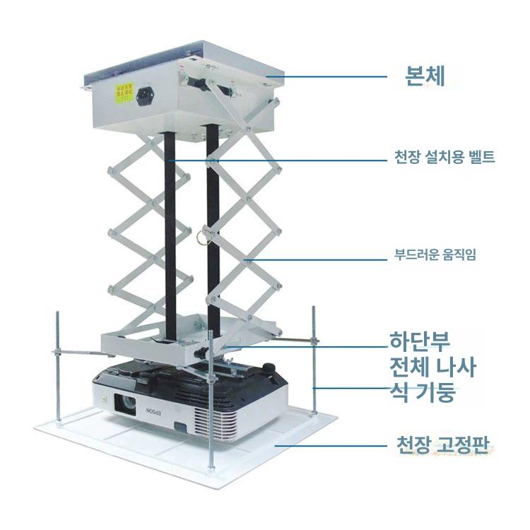 전동 빔프로젝터 거치대 매립형 원격제어 투사 리모컨 1m 기계식 제한 - 상세 이미지 3