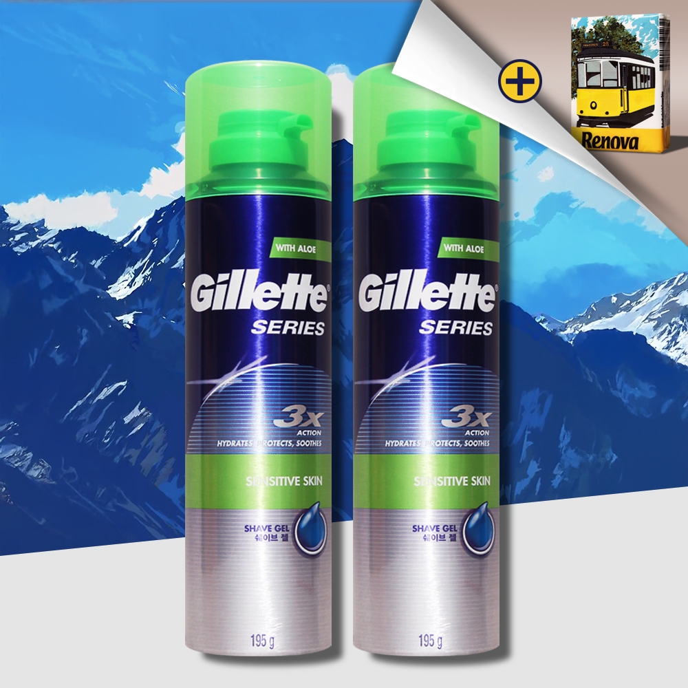 질레트 쉐이빙젤 센서티브 스킨 시리즈젤 195g 2개