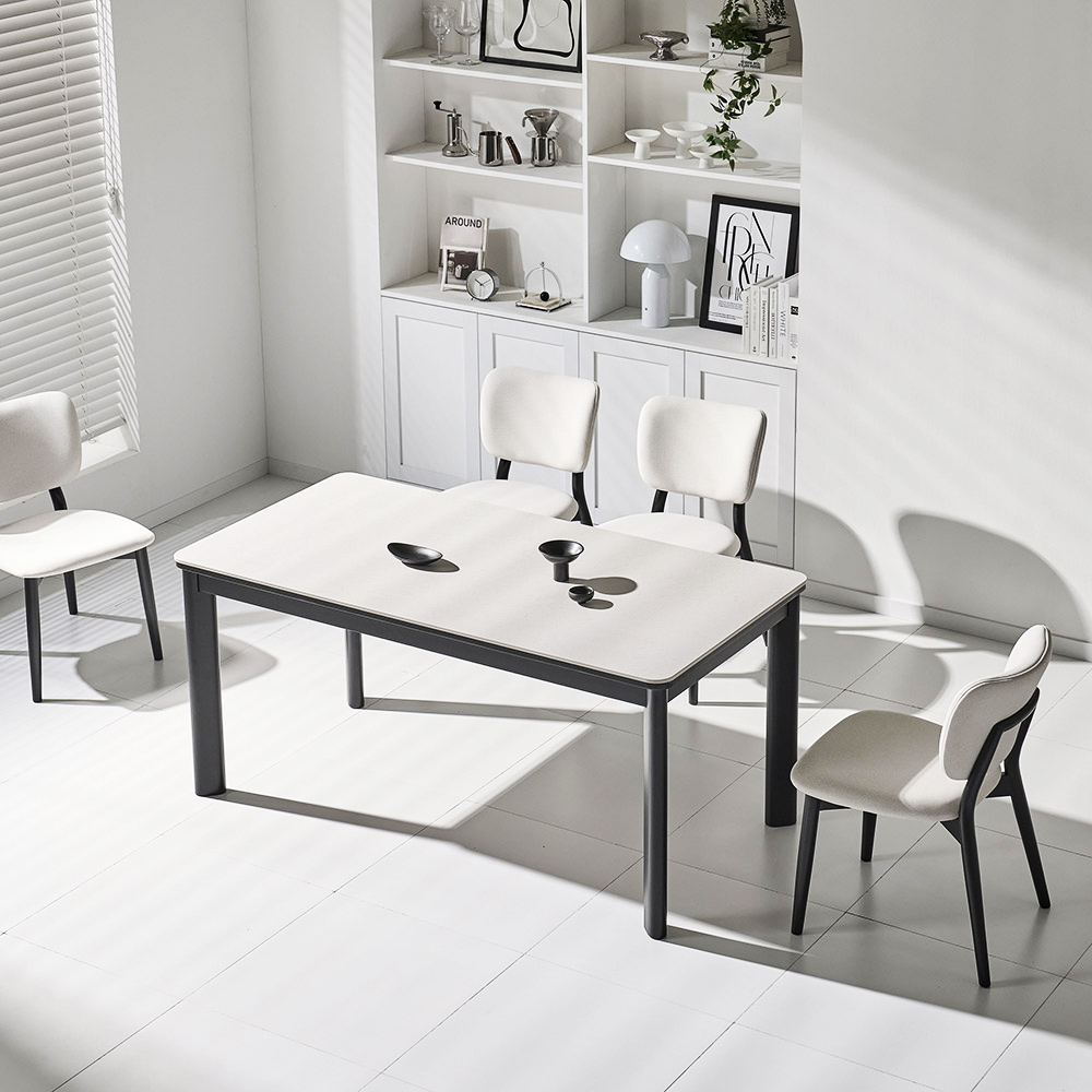 쏠앤까사 블랙 어반 고무나무 원목 포세린 세라믹 식탁세트 4인용 6인용 1400 1600 1800