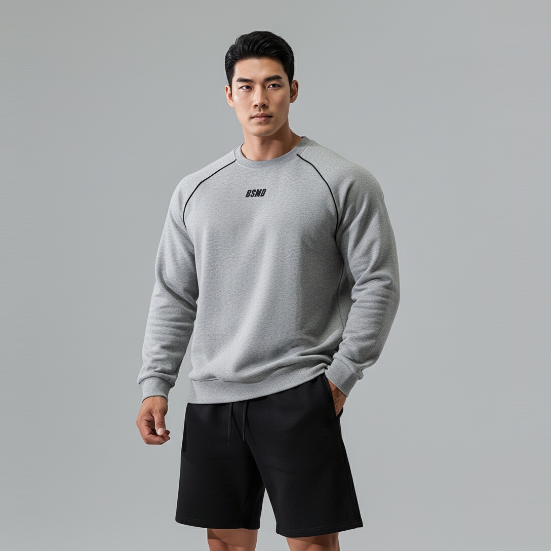 비스트모드 레글런파이핑 맨투맨 헬스 오버핏 짐웨어 긴팔 티셔츠 BSMD - 상세 이미지 4