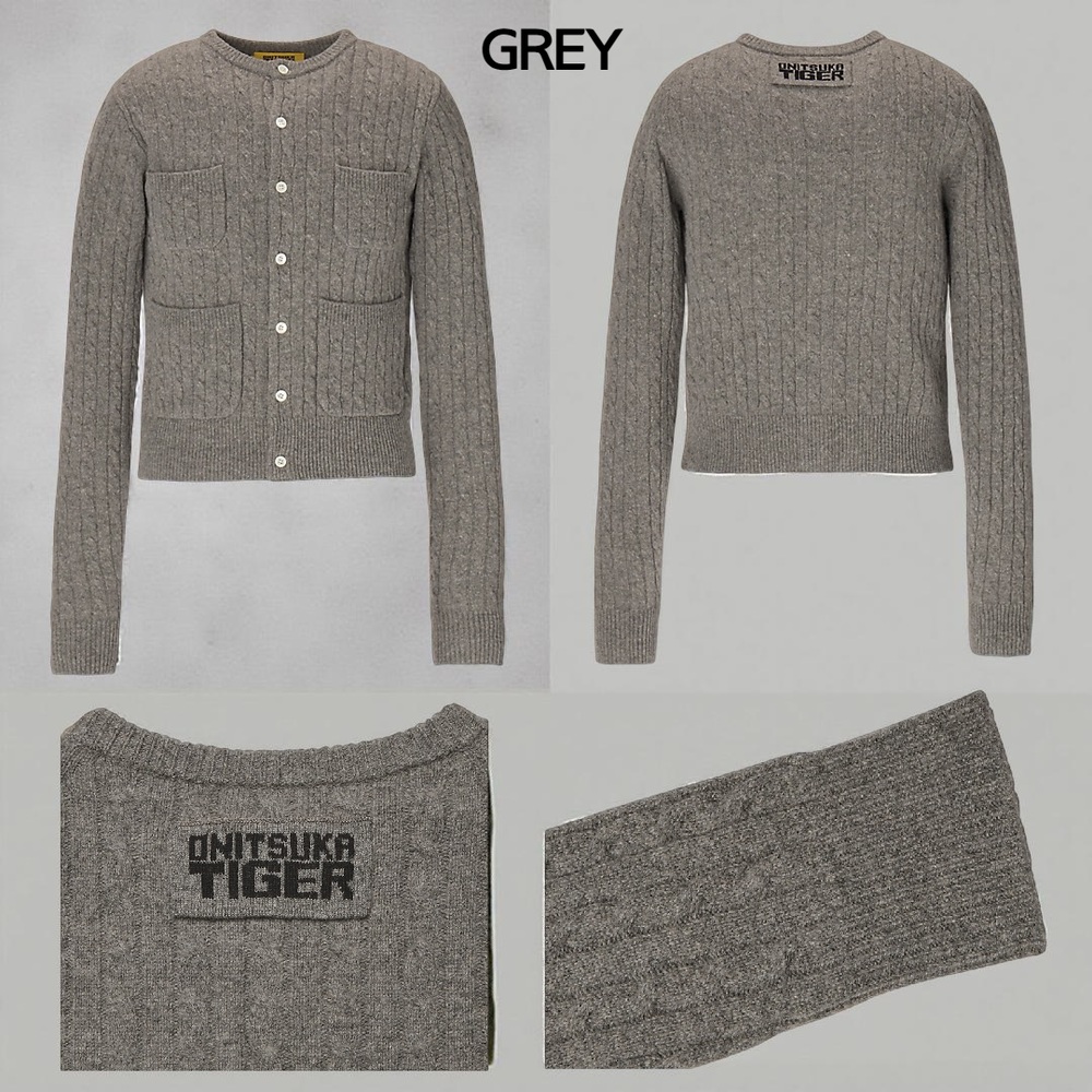오니츠카타이거 패치 포켓 니트 남성 카디건 2181B109 GREY L - 상세 이미지 2