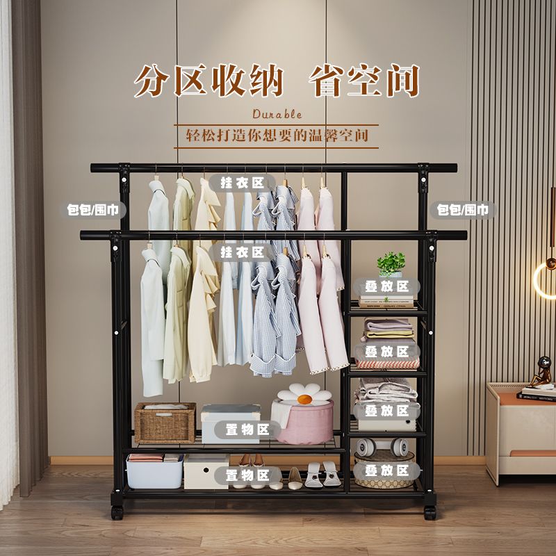 인테리어 행거 옷걸이 이동식 매장 바퀴 철제 22 양봉 튜브 120cm 단층 높 큰 - 상세 이미지 4