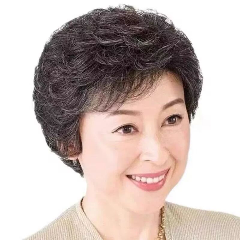 백발가발 벌칙 헤어 코스프레 아줌마가발 연극 행사용 수입 실크 내추럴 블랙 헤어네트+스틸빗 - 상세 이미지 5
