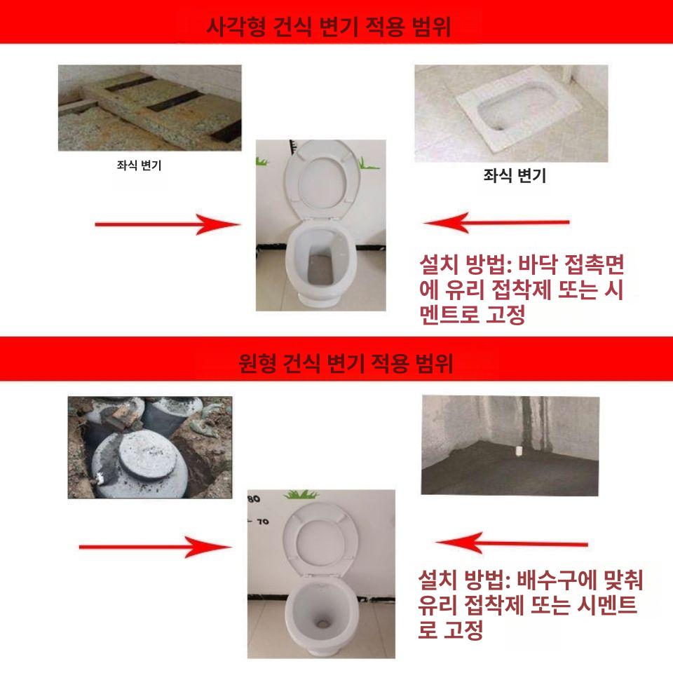 재래식 변기 좌변기 농막 화장실 플라스틱 공사장 푸세식 커버 표준 대형 사각 입구+뚜껑+물탱크+각도 210mm - 상세 이미지 3