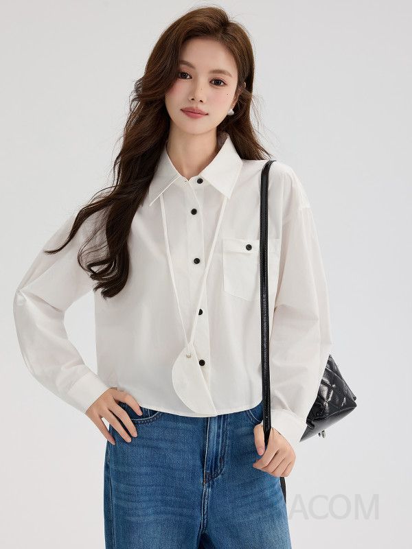 레이온 카라 긴팔 여성 블라우스 가을용 시크한 디자인 데일리 스타일링 가능하고 편안한 착용감 자켓 및 셔츠로 활용 가능한 매력 - 상세 이미지 3