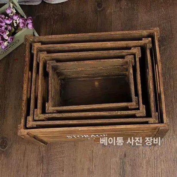 우드박스 수납함 과일 와인나무박스 인테리어 앤틱 브라운 단일 상품 - 상세 이미지 4