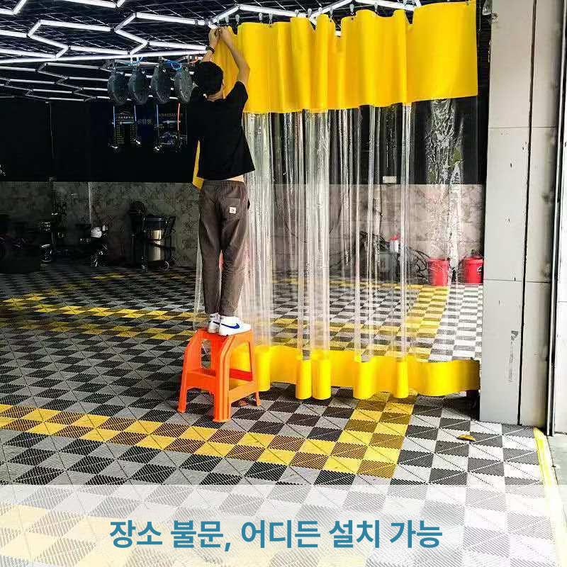 세차장 방수 투명 칸막이 커튼 슬라이딩 도어 야외 보온 에어컨 가림막 그레이 투명 0.6mm 액세서리 없음 이미지 7