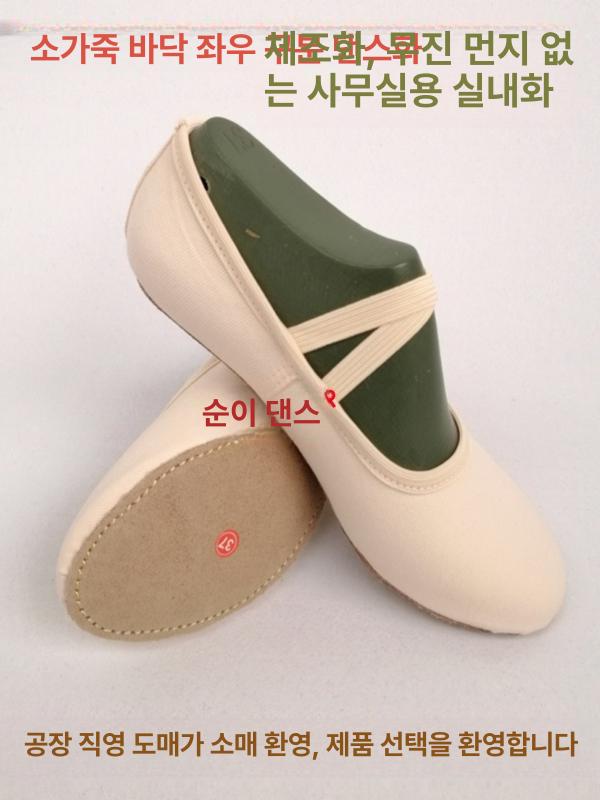 굽있는 고전 플랫 댄스슈즈 살사 연습 굽이 샴페인 탱고 굽없는 무용 굽은 크게 입시 핑크 34 - 상세 이미지 2