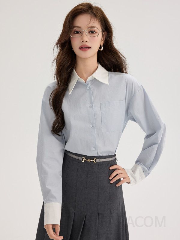 여성용 가을 캐주얼 블라우스 루즈핏 라운드넥 스타일과 편안한 착용감의 빈티지한 디자인 긴팔 셔츠 다양한 코디 가능 - 상세 이미지 3