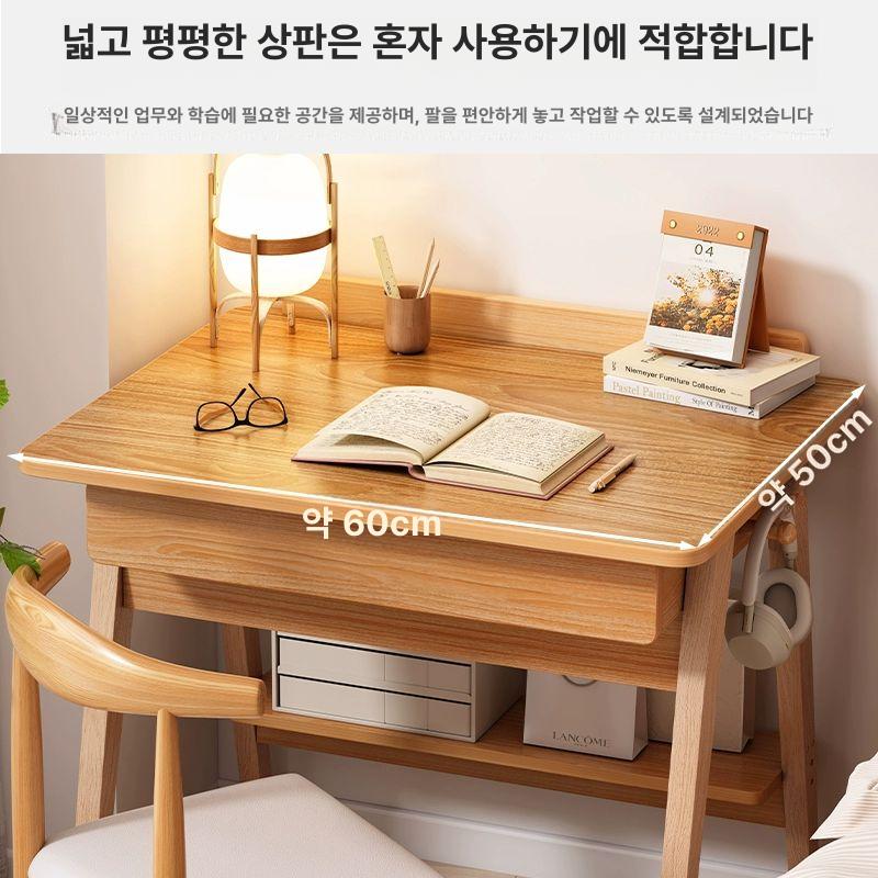원목 미니책상 자취방 사무용 엔틱 베이지 공부방 컴퓨터 앤틱 데스크 틈새 가정용 내추럴우드 60x45cm - 상세 이미지 3