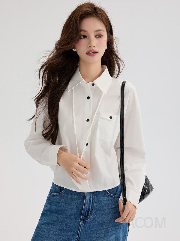 레이온 카라 긴팔 여성 블라우스 가을용 시크한 디자인 데일리 스타일링 가능하고 편안한 착용감 자켓 및 셔츠로 활용 가능한 매력 - 상세 이미지 4