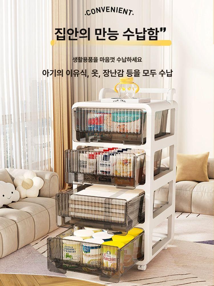수납트롤리 이동식 플라스틱 세탁실수납장 보관함 틈새선반 이동식선반 이동식수납 틈새수납장 35폭 오층 A 1개 - 상세 이미지 3