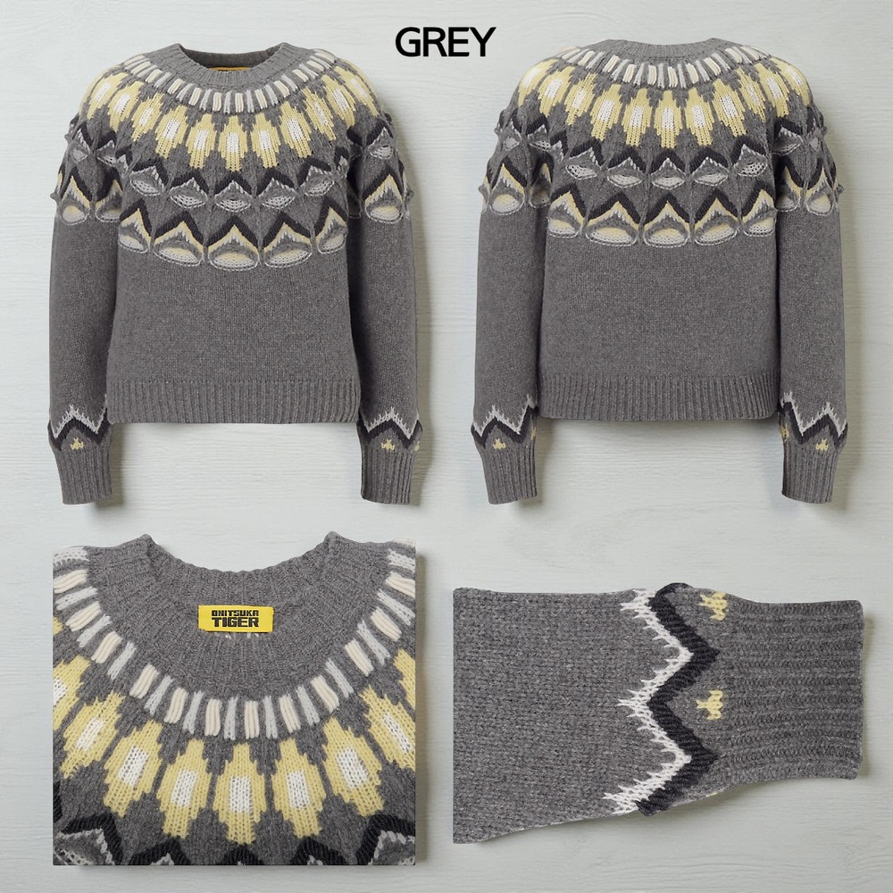 오니츠카타이거 노르딕 울 니트 남성 스웨터 2183B547 GREY M - 상세 이미지 4