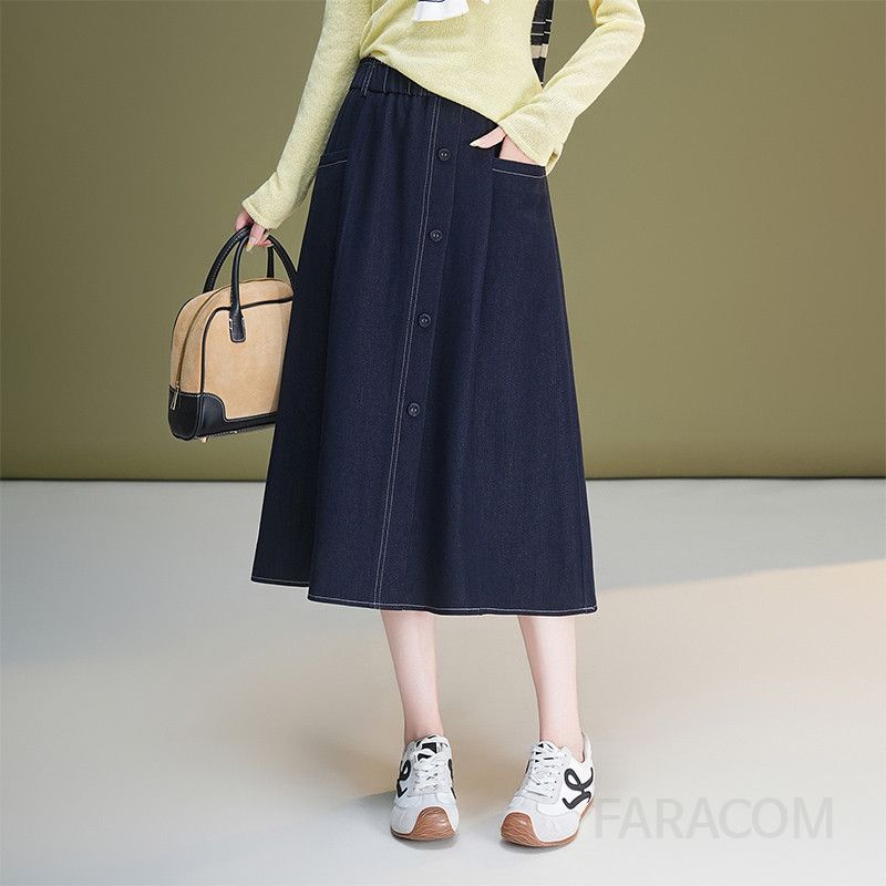A라인 스커트 여성용 가을 데일리 패션 날씬해 보이는 스타일리시한 착용감 배를 가리는 플레어 디자인 - 상세 이미지 4