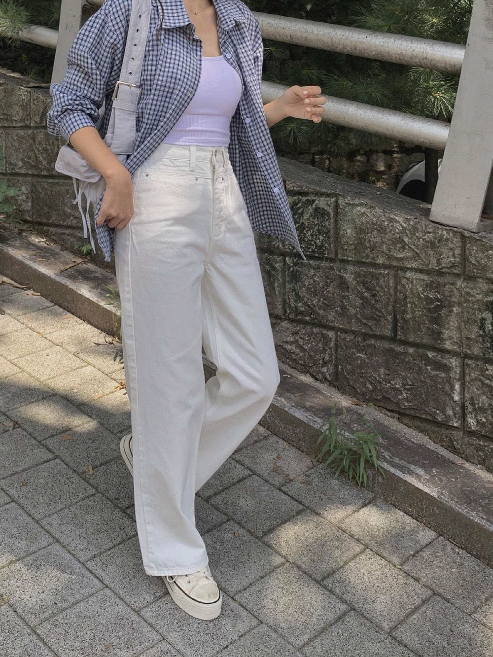 일자바지 세미와이드팬츠 앞포켓 뒷밴딩 면팬츠 - 상세 이미지 4