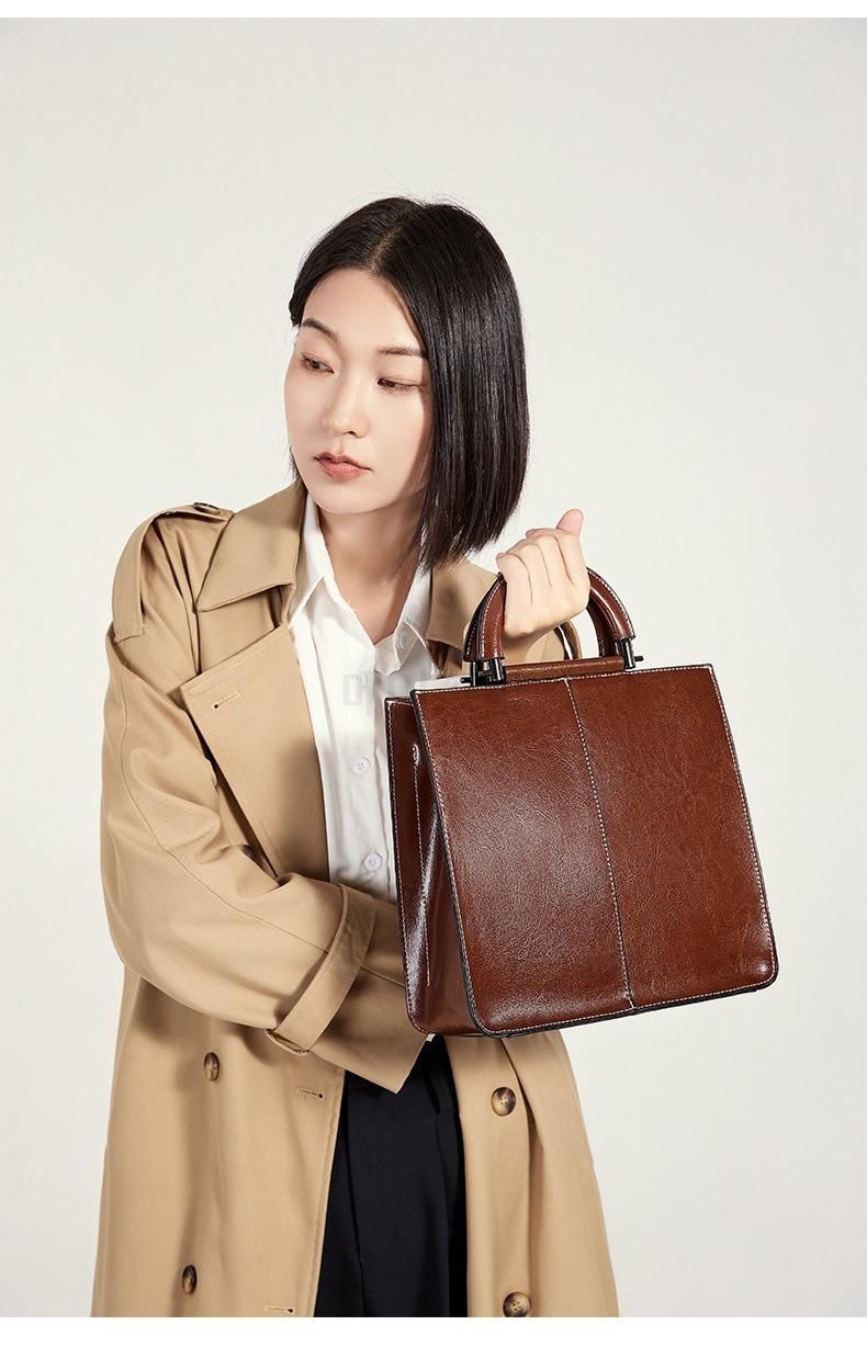 여성 소가죽 대용량 숄더백 가벼운 데일리 고급스런 출퇴근용 핸드백 레트로 스타일 - 상세 이미지 3