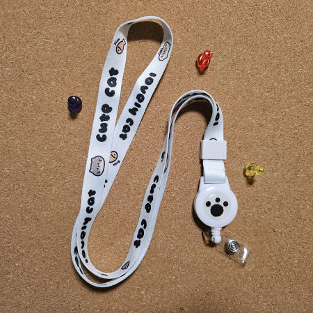 귀여운 고양이 발바닥 릴홀더 일러스트 학생증 사원증 목걸이