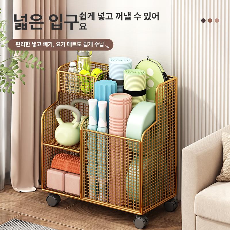 요가매트 트롤리 보관 선반 운동기구 폼롤러 이동식 새겨진 금 - 상세 이미지 3