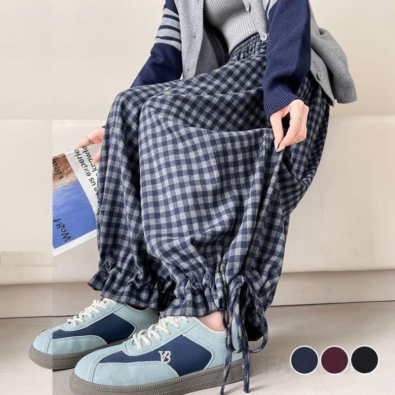 여성 하이웨이스트 벌룬와이드팬츠 루즈핏 캐주얼 가을용 면 소재로 편안한 착용감의 트렌디한 디자인 바지 - 상세 이미지 2