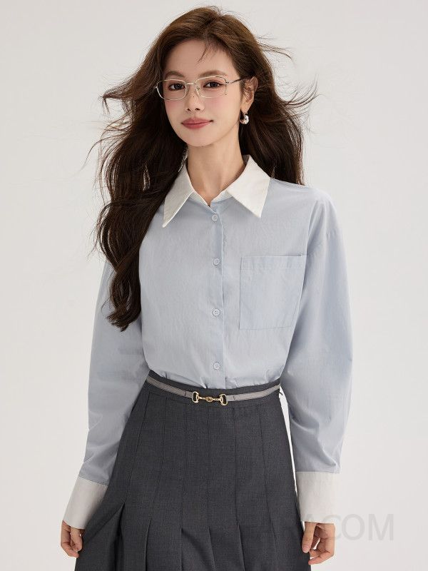 여성용 가을 캐주얼 블라우스 루즈핏 라운드넥 스타일과 편안한 착용감의 빈티지한 디자인 긴팔 셔츠 다양한 코디 가능 - 상세 이미지 2