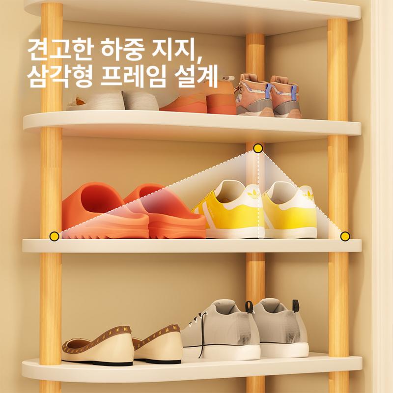 모서리신발장 코너 틈새 원목색 기숙사 선반 미니멀 모서리 보관대 공간절약 정리대 48cm 3단 신발6켤레수납 A - 상세 이미지 5