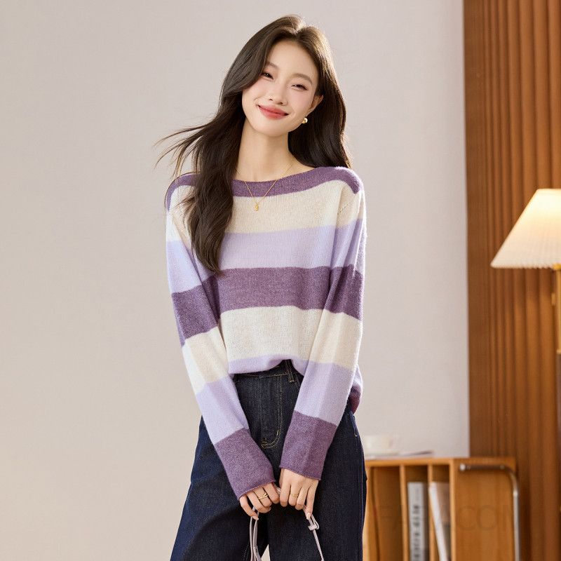 여성 오버핏 원숄더 울스웨터 가을 겨울용 고급스럽고 스타일리시한 니트 아우터 따뜻한 착용감의 데일리룩 캐주얼룩 소프트한 소재로 편안한 - 상세 이미지 4