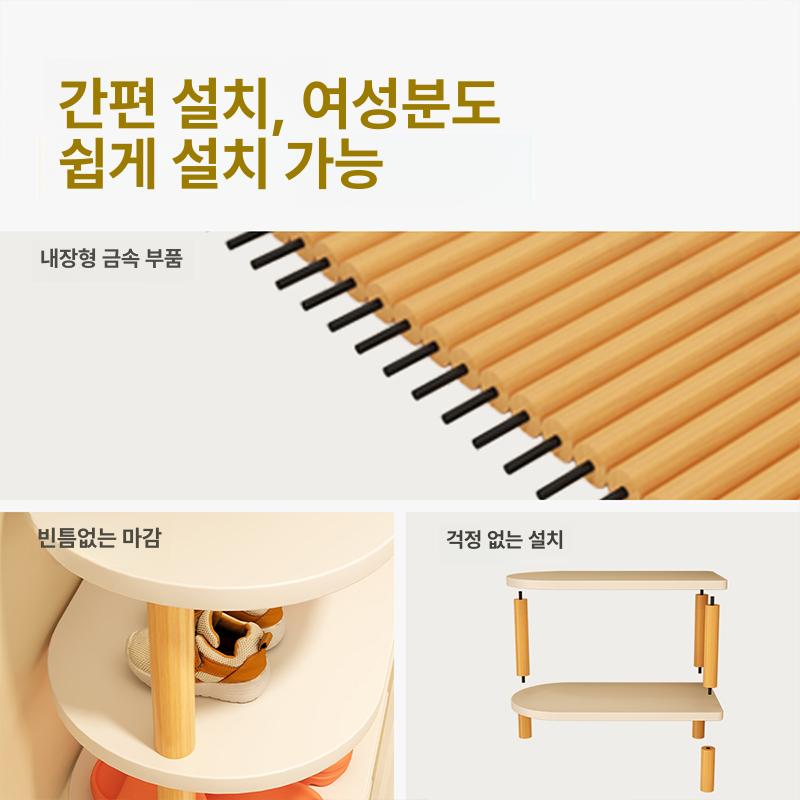 모서리신발장 코너 틈새 원목색 기숙사 선반 미니멀 모서리 보관대 공간절약 정리대 48cm 3단 신발6켤레수납 A - 상세 이미지 3