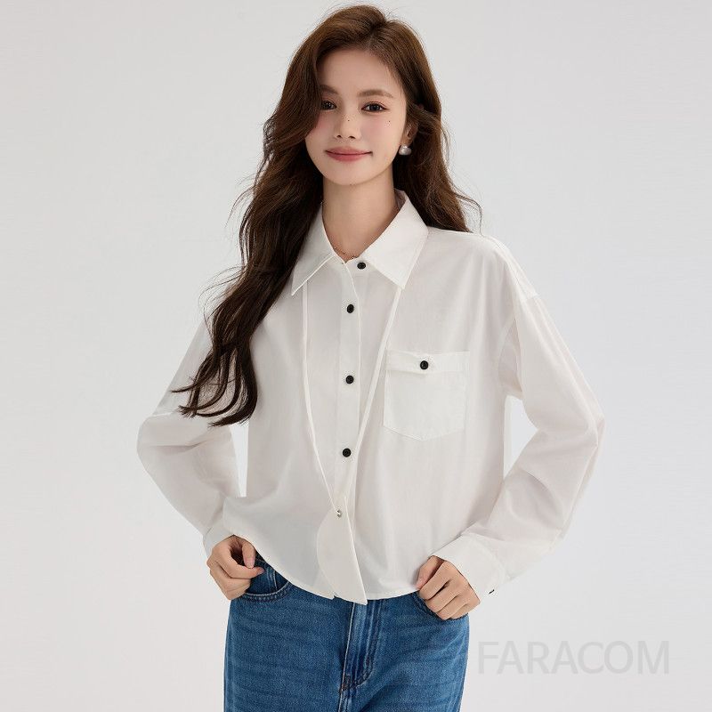 레이온 카라 긴팔 여성 블라우스 가을용 시크한 디자인 데일리 스타일링 가능하고 편안한 착용감 자켓 및 셔츠로 활용 가능한 매력 - 상세 이미지 5