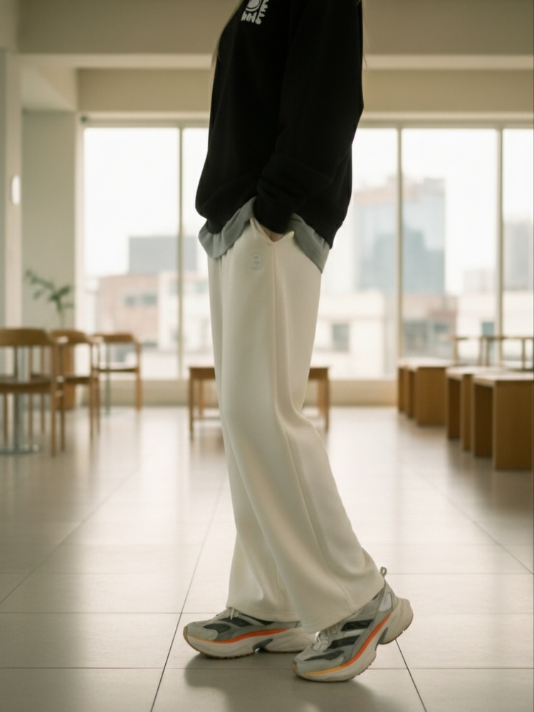 버블벳 골지본딩 와이드핏 밴딩 데일리  이지팬츠아이보리(크림) - 상세 이미지 3