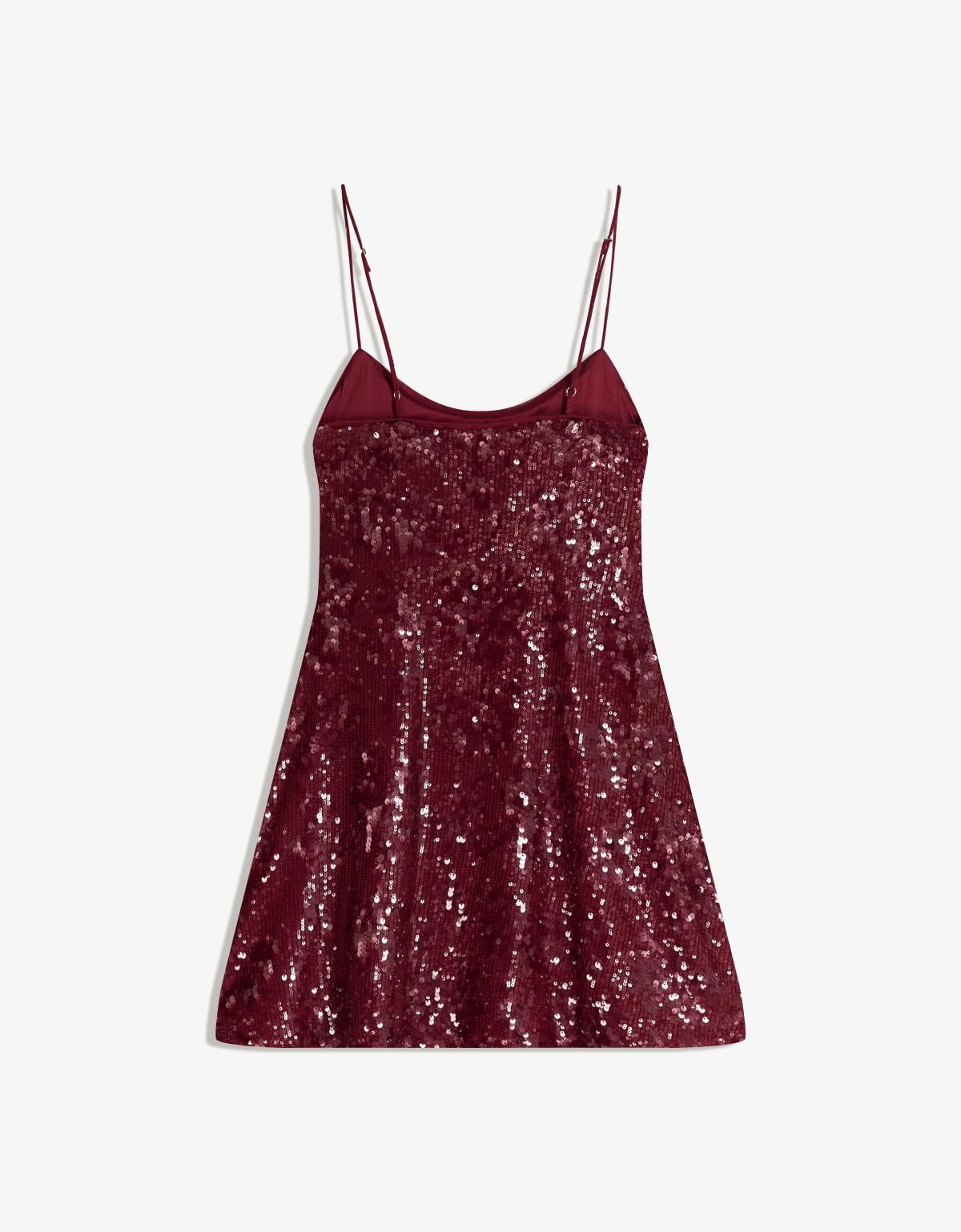 버쉬카 글리터 시퀸 스트랩 미니 원피스 5605/664 BURGUNDY - 상세 이미지 3