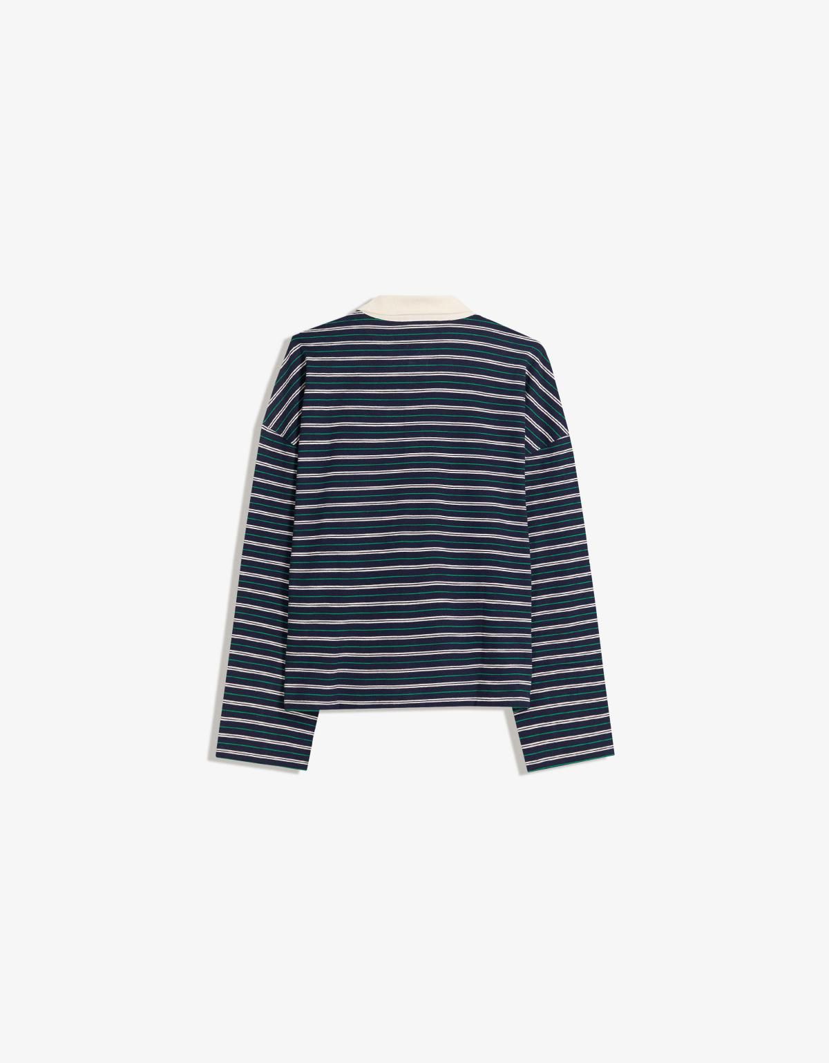 버쉬카 스트라이프 폴로 칼라 긴팔 티셔츠 7608/443 NAVY - 상세 이미지 2