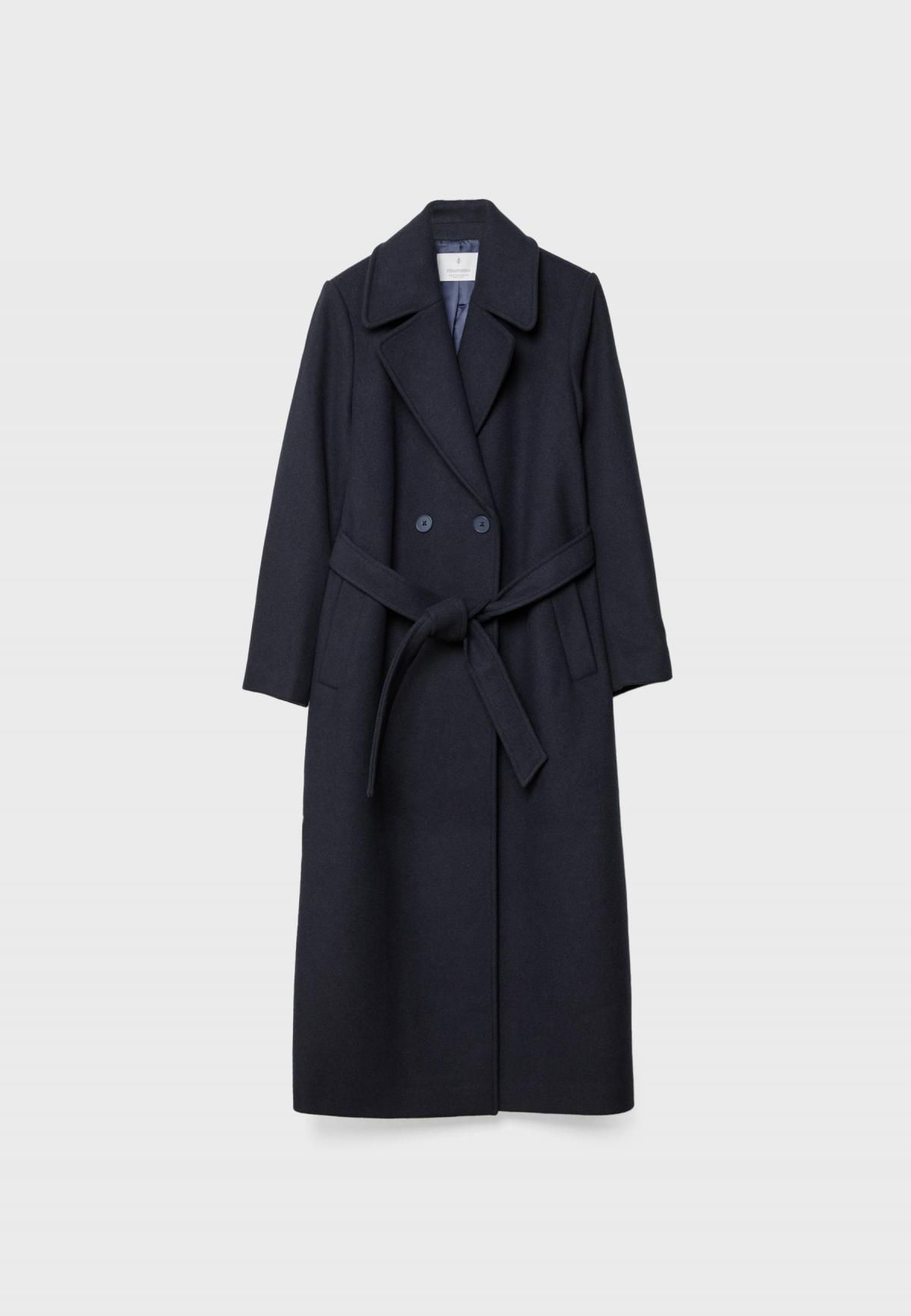 스트라디바리우스 테크니컬 더블브레스트 벨트 롱 코트 8639/827 DARK BLUE - 메인 이미지