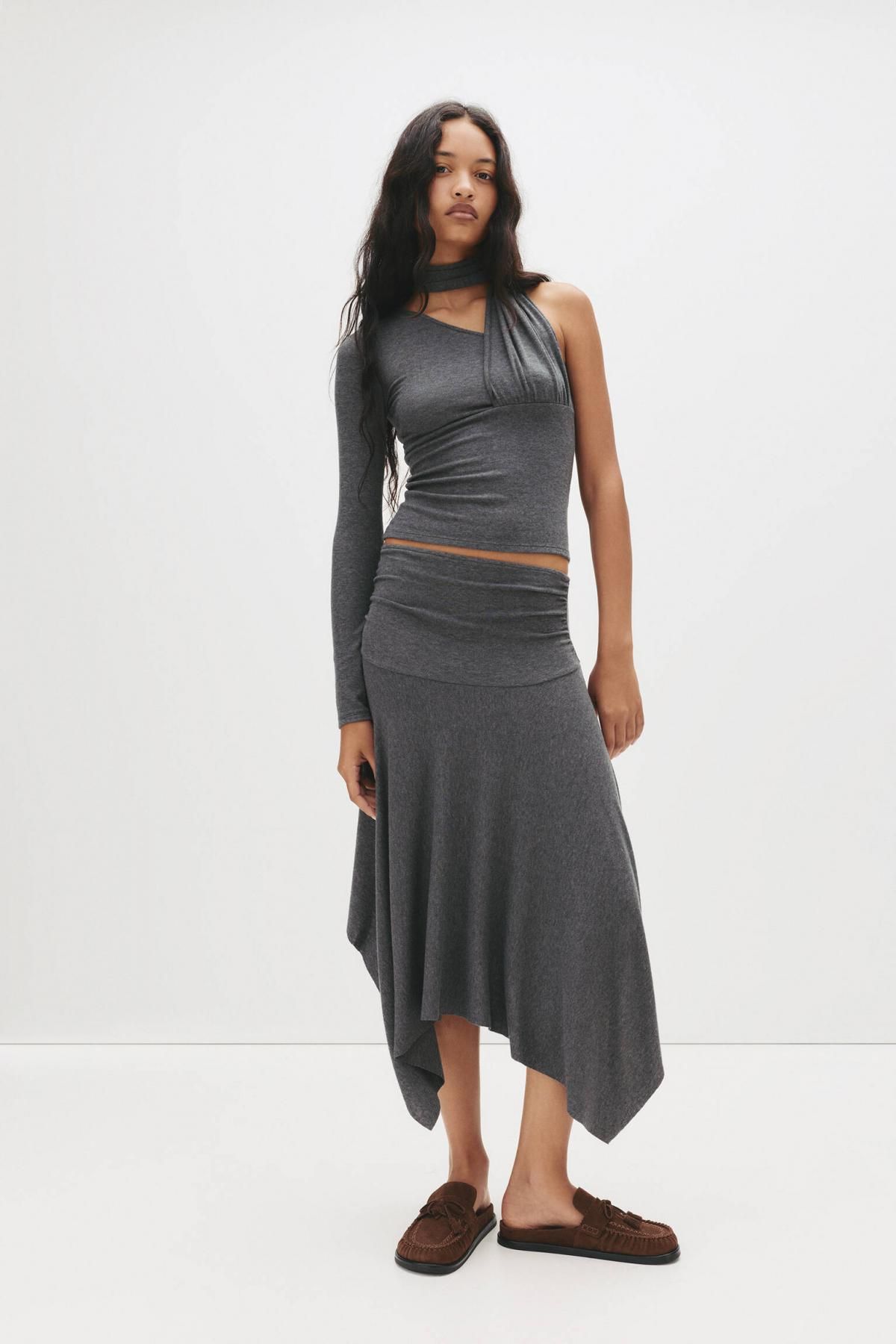 풀앤베어 소프트터치 언발란스넥 테크니컬 긴팔 티셔츠 7150/441 ANTHRACITE GREY - 상세 이미지 3