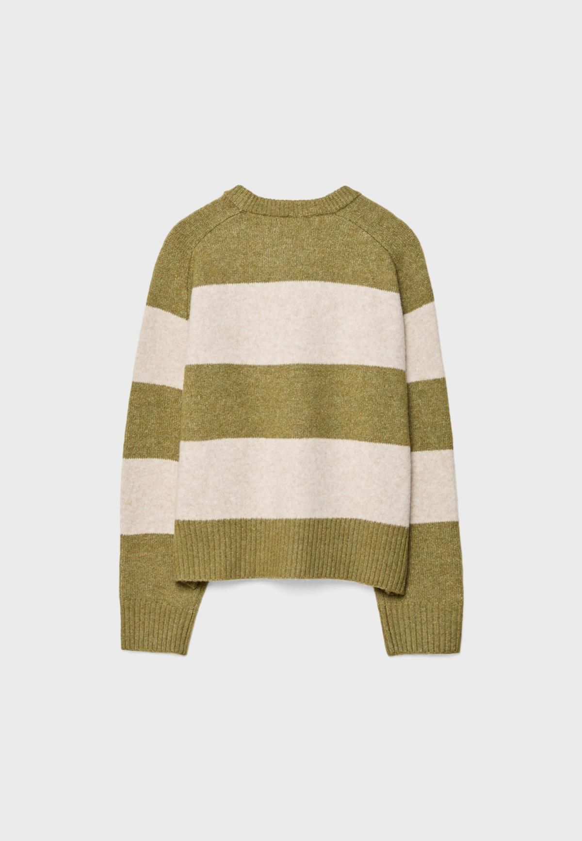 스트라디바리우스 스트라이프 라운드넥 소프트 니트 스웨터 5028/411 OLIVE GREEN - 상세 이미지 2