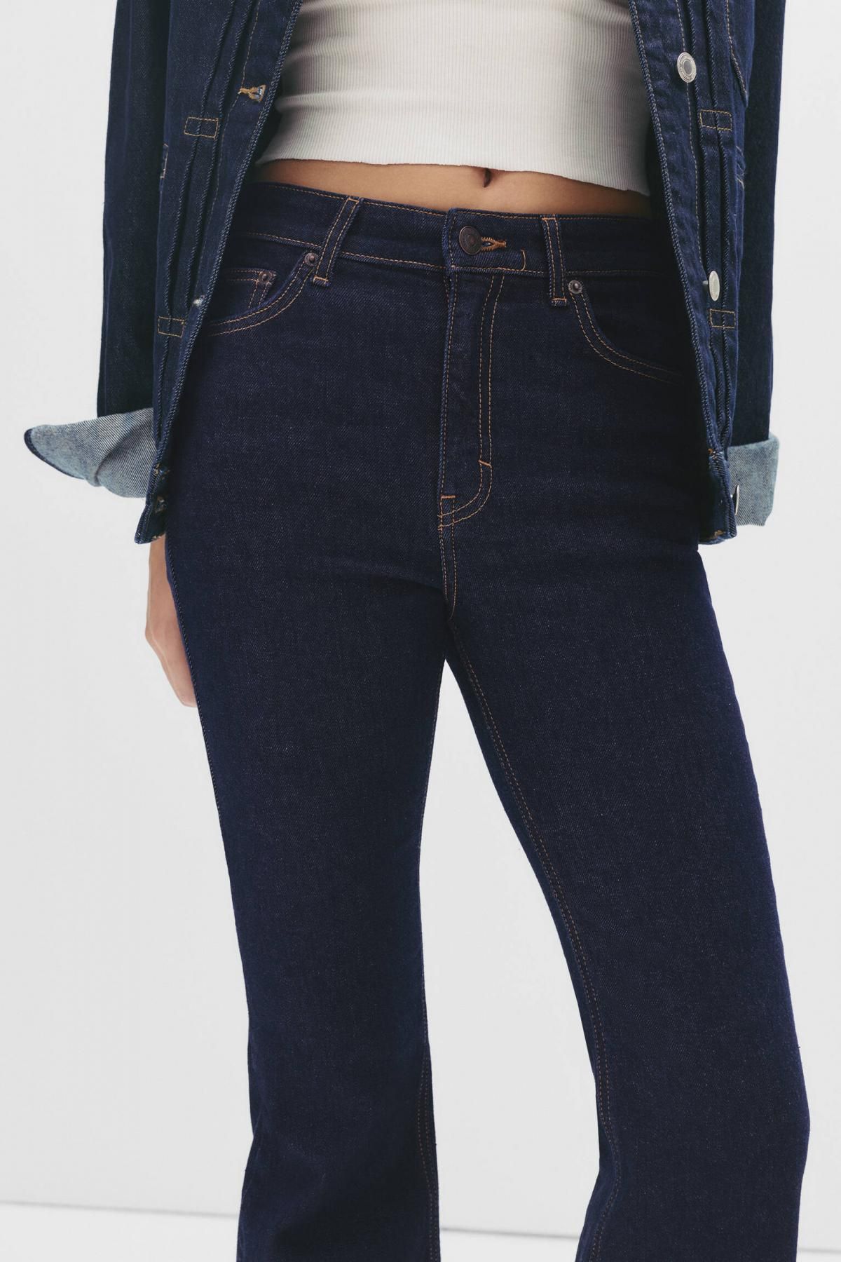 풀앤베어 하이웨이스트 플레어 데님 진청 청바지 7683/308 NAVY - 상세 이미지 5