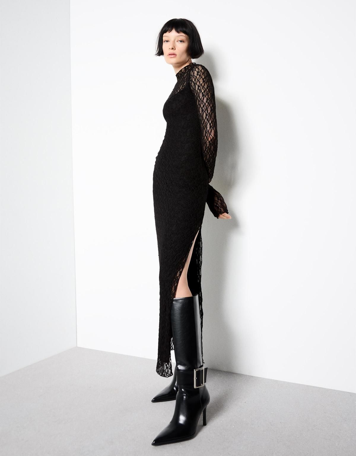 버쉬카 레이스 블랙 롱슬리브 미디 원피스 5596/714 BLACK - 상세 이미지 4