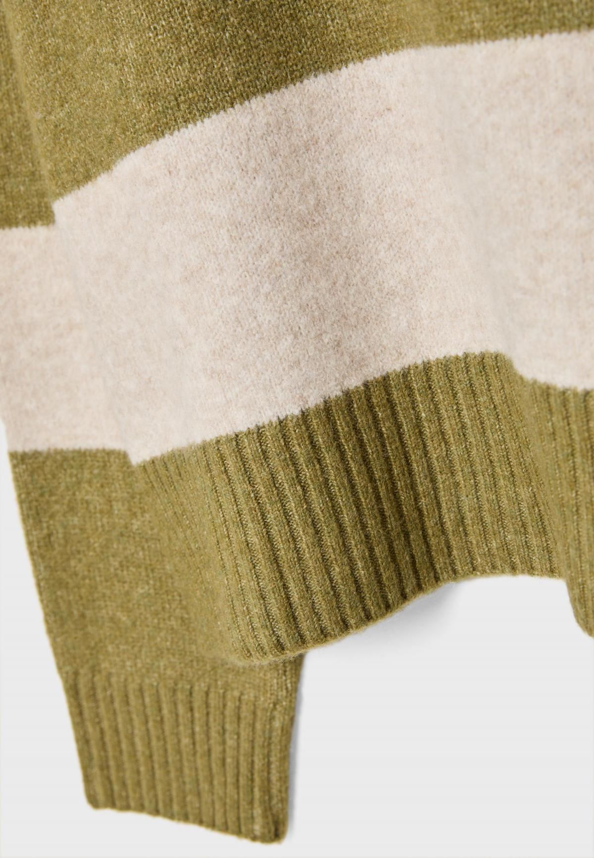스트라디바리우스 스트라이프 라운드넥 소프트 니트 스웨터 5028/411 OLIVE GREEN - 상세 이미지 3