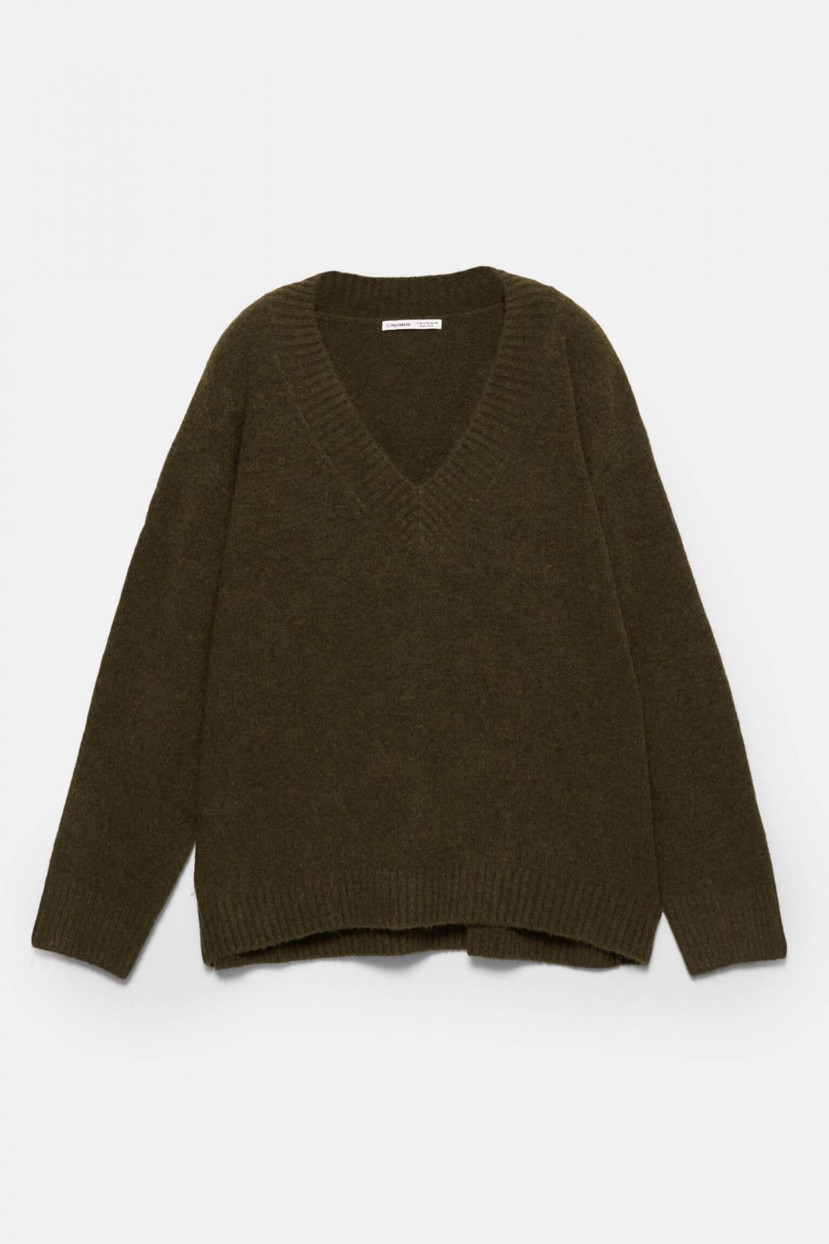 풀앤베어 베이직 브이넥 니트 스웨터 7550/362 HUNTING GREEN - 상품 이미지