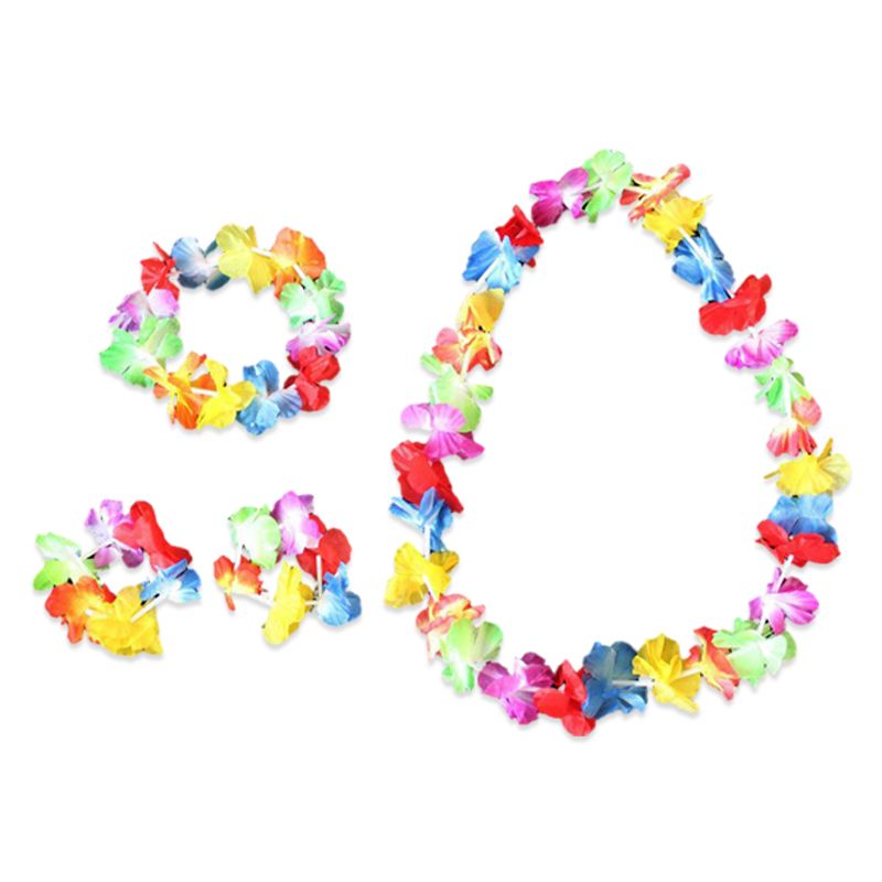 하와이 꽃목걸이 조화 꽃팔찌 화관 웰컴플라워 훌라 하와이안 댄스 공연 훌라춤 목걸이 팔찌 - 상세 이미지 2