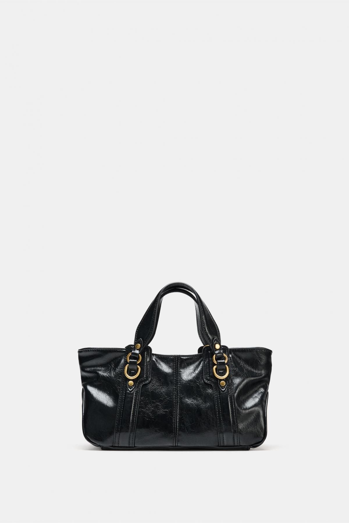 자라 메탈 디테일 블랙 토트백 6623/610 BLACK - 메인 이미지
